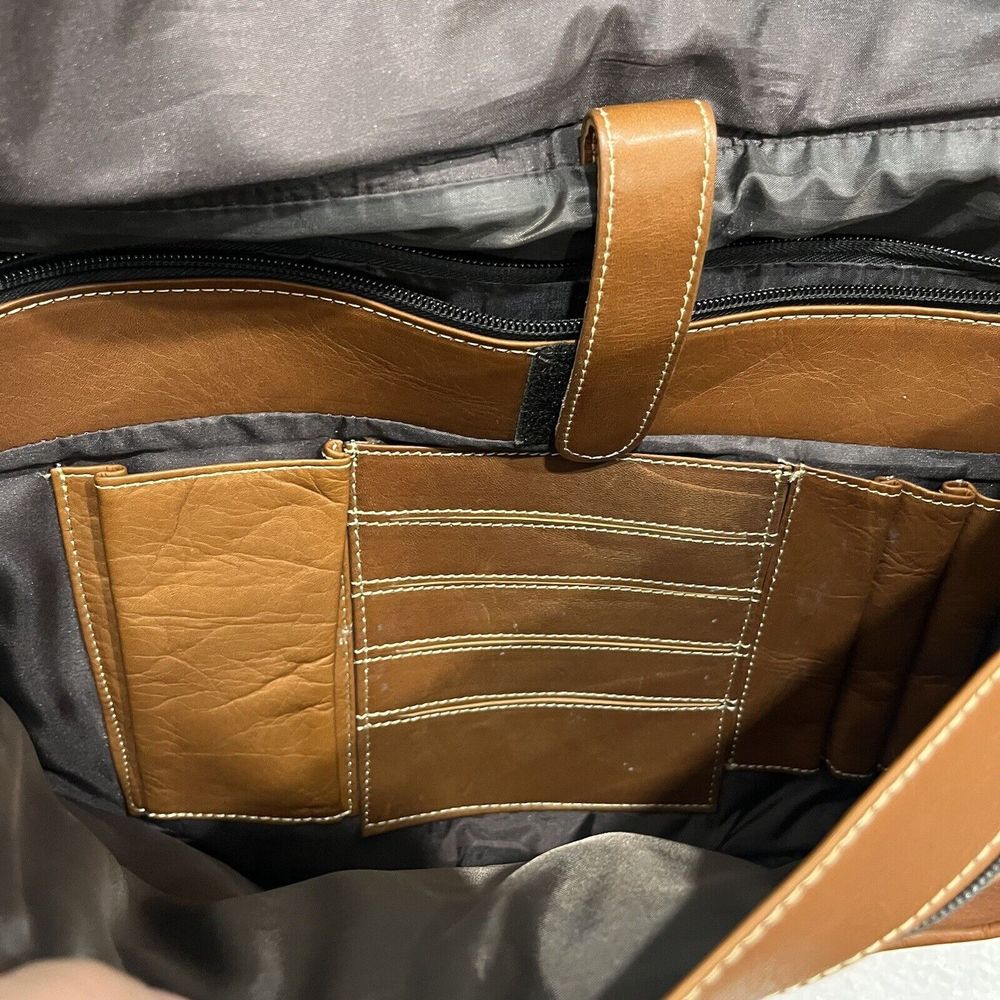 Latico Natural Leather LARGE Messenger Bag Laptop Unisex Men Brown - Picture 9 of 13